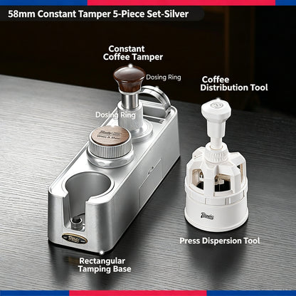 BINCOO Constant‑Force Tamper 30 LBS Spring Loaded Coffee Tamper & Distributor Set, Espresso Coffee Tamping Kit 51MM/58MM