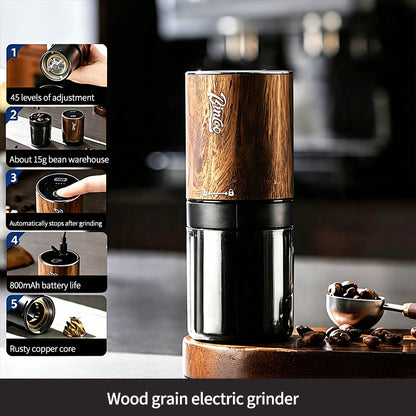 BINCOO Titanium‑Plated Coffee Grinder Stainless Steel Burr Automatic Portable Small Coffee Grinder Set