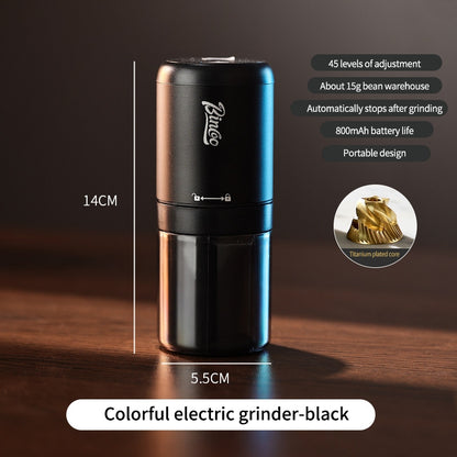 BINCOO Titanium‑Plated Coffee Grinder Stainless Steel Burr Automatic Portable Small Coffee Grinder Set