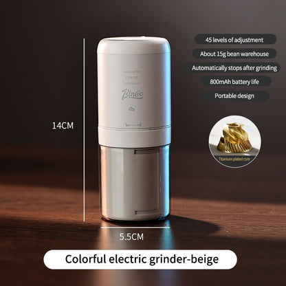 BINCOO Titanium‑Plated Coffee Grinder Stainless Steel Burr Automatic Portable Small Coffee Grinder Set