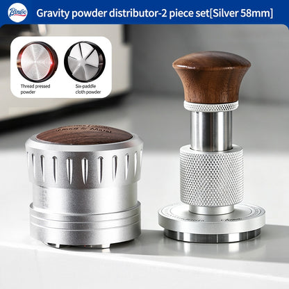 BINCOO Coffee Tamper & Distributor 2‑Piece Set Espresso Constant‑Force 30‑lbs Impact Tamper Multi‑Function Tamper Base Kit Coffee Accessories 51MM / 58MM