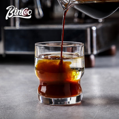 BINCOO Heat‑Resistant Coffee Cup  Retro American Glass Cup  Afternoon Tea Cup Espresso Latte Cup, 260ML
