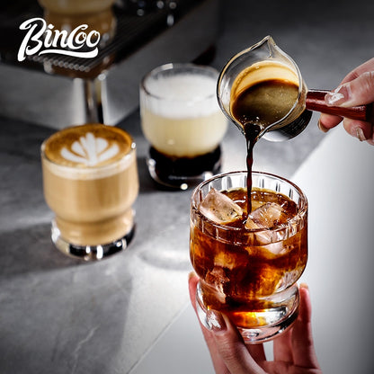 BINCOO Heat‑Resistant Coffee Cup  Retro American Glass Cup  Afternoon Tea Cup Espresso Latte Cup, 260ML