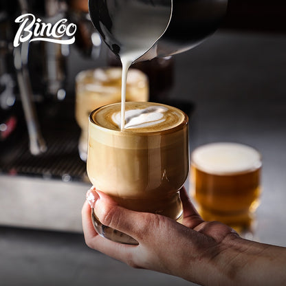 BINCOO Heat‑Resistant Coffee Cup  Retro American Glass Cup  Afternoon Tea Cup Espresso Latte Cup, 260ML