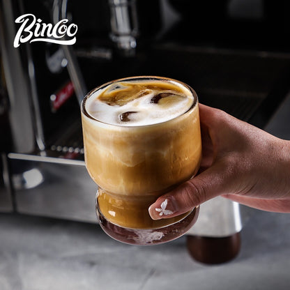BINCOO Heat‑Resistant Coffee Cup  Retro American Glass Cup  Afternoon Tea Cup Espresso Latte Cup, 260ML