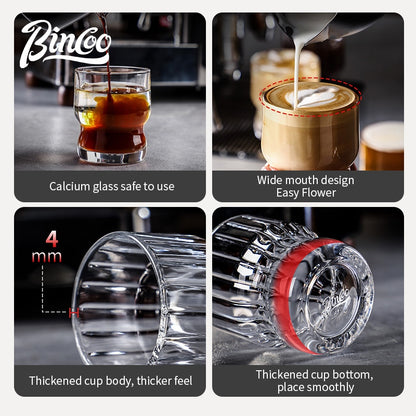 BINCOO Heat‑Resistant Coffee Cup  Retro American Glass Cup  Afternoon Tea Cup Espresso Latte Cup, 260ML