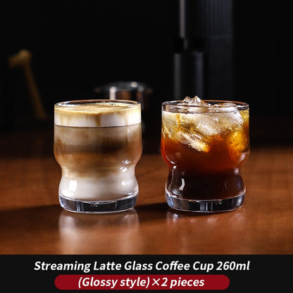 BINCOO Heat‑Resistant Coffee Cup  Retro American Glass Cup  Afternoon Tea Cup Espresso Latte Cup, 260ML