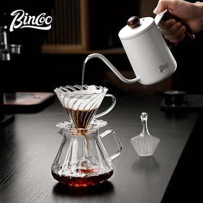 BINCOO Complete Hand‑Pour Coffee Set, V60 Dripper with Coffee Grinder, High‑Temperature Resistant Glass Server Kit