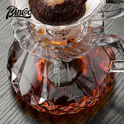 BINCOO Complete Hand‑Pour Coffee Set, V60 Dripper with Coffee Grinder, High‑Temperature Resistant Glass Server Kit
