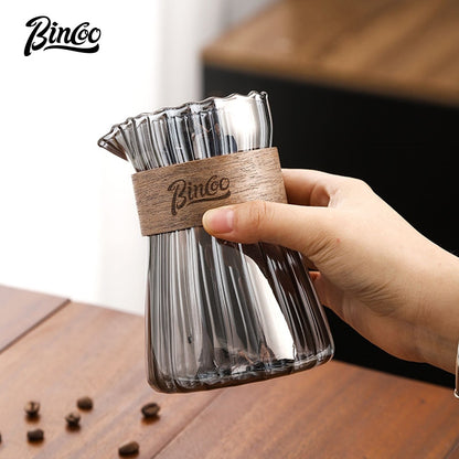 BINCOO Glass Coffee Server & Stainless Steel Pour‑Over Kettle Set, Drip Coffee Kit with Manual Coffee Grinder