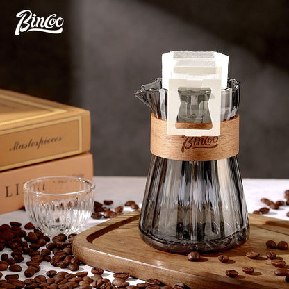 BINCOO Glass Coffee Server & Stainless Steel Pour‑Over Kettle Set, Drip Coffee Kit with Manual Coffee Grinder