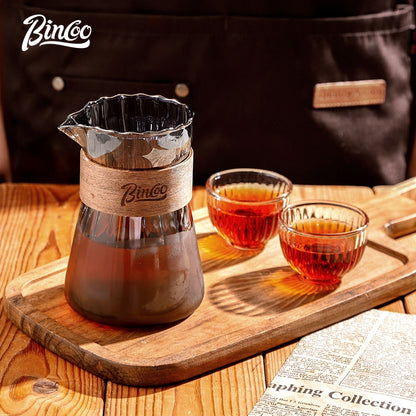 BINCOO Glass Coffee Server & Stainless Steel Pour‑Over Kettle Set, Drip Coffee Kit with Manual Coffee Grinder