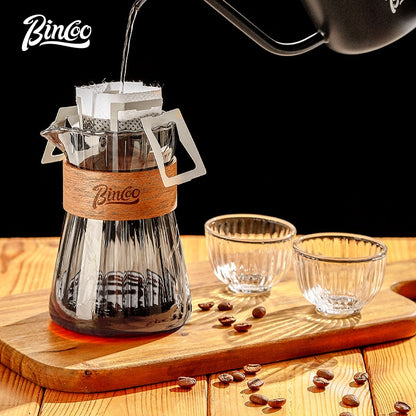 BINCOO Glass Coffee Server & Stainless Steel Pour‑Over Kettle Set, Drip Coffee Kit with Manual Coffee Grinder