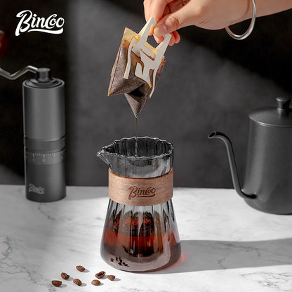 BINCOO Glass Coffee Server & Stainless Steel Pour‑Over Kettle Set, Drip Coffee Kit with Manual Coffee Grinder