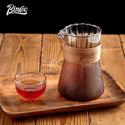 BINCOO Glass Coffee Server & Stainless Steel Pour‑Over Kettle Set, Drip Coffee Kit with Manual Coffee Grinder