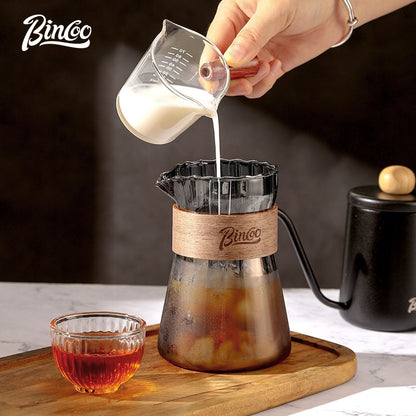 BINCOO Glass Coffee Server & Stainless Steel Pour‑Over Kettle Set, Drip Coffee Kit with Manual Coffee Grinder