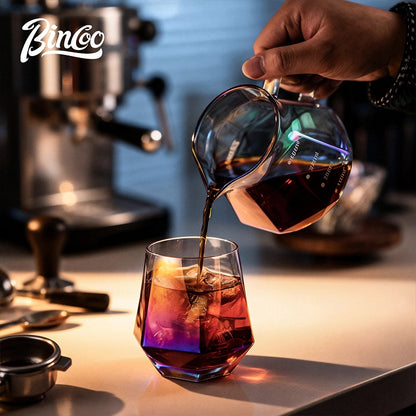 BINCOO Pour‑Over Coffee Set Glass Server with Wooden Holder & Glass Dripper Coffee Brewing Kit 400ML/600ML