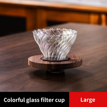 BINCOO Pour‑Over Coffee Set Glass Server with Wooden Holder & Glass Dripper Coffee Brewing Kit 400ML/600ML