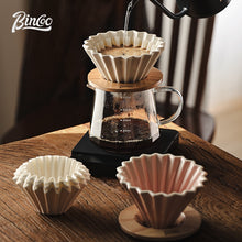 BINCOO Glass Server & Ceramic Dripper with Wooden Holder Pour‑Over Coffee Set with Manual Coffee Grinder