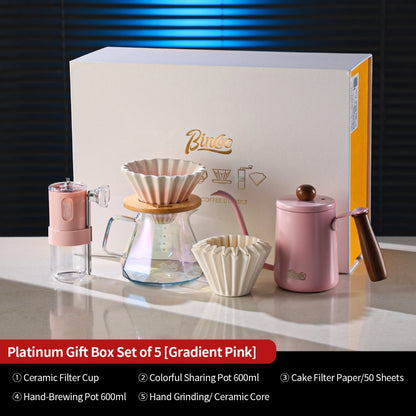 BINCOO Pour‑Over Coffee Gift Set, Glass Server with Dripper, Coffee Utensil Gift Kit, Perfect for Gifting