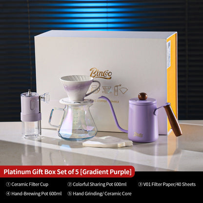 BINCOO Pour‑Over Coffee Gift Set, Glass Server with Dripper, Coffee Utensil Gift Kit, Perfect for Gifting