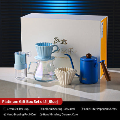 BINCOO Pour‑Over Coffee Gift Set, Glass Server with Dripper, Coffee Utensil Gift Kit, Perfect for Gifting