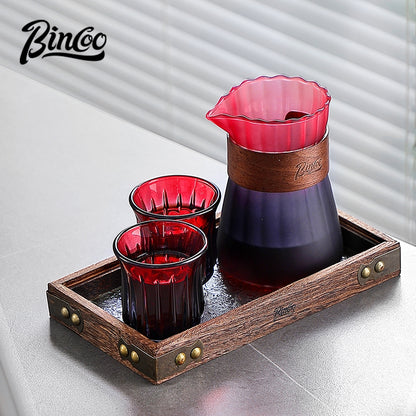 BINCOO Glass Coffee Server & Tasting Cups, Pour‑Over Coffee Set, Ideal for Home & Office Use 500ML