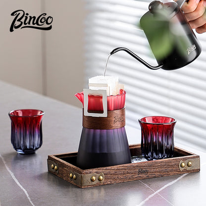 BINCOO Glass Coffee Server & Tasting Cups, Pour‑Over Coffee Set, Ideal for Home & Office Use 500ML