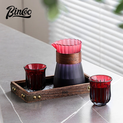 BINCOO Glass Coffee Server & Tasting Cups, Pour‑Over Coffee Set, Ideal for Home & Office Use 500ML