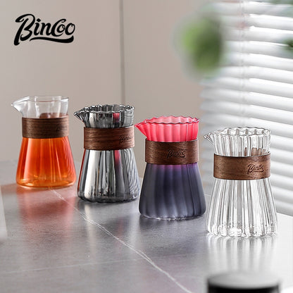 BINCOO Glass Coffee Server & Tasting Cups, Pour‑Over Coffee Set, Ideal for Home & Office Use 500ML