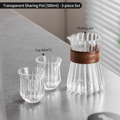 BINCOO Glass Coffee Server & Tasting Cups, Pour‑Over Coffee Set, Ideal for Home & Office Use 500ML