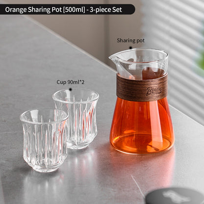 BINCOO Glass Coffee Server & Tasting Cups, Pour‑Over Coffee Set, Ideal for Home & Office Use 500ML