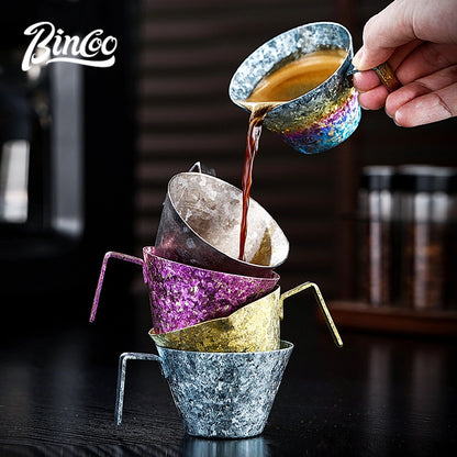 BINCOO Pure Titanium Coffee Extraction Cup Espresso Shot Glass Coffee Drip Cup Milk Jug Coffee Accessory 90ML