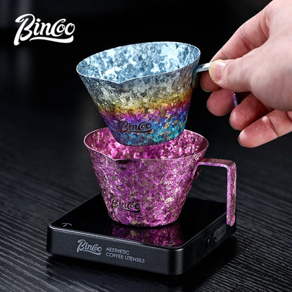 BINCOO Pure Titanium Coffee Extraction Cup Espresso Shot Glass Coffee Drip Cup Milk Jug Coffee Accessory 90ML