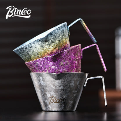 BINCOO Pure Titanium Coffee Extraction Cup Espresso Shot Glass Coffee Drip Cup Milk Jug Coffee Accessory 90ML
