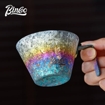 BINCOO Pure Titanium Coffee Extraction Cup Espresso Shot Glass Coffee Drip Cup Milk Jug Coffee Accessory 90ML