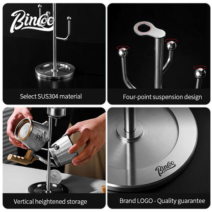 BINCOO Moka Pot Drying Rack 304 Stainless‑Steel Coffee Pot Storage Holder Special Coffee Organizer Rack