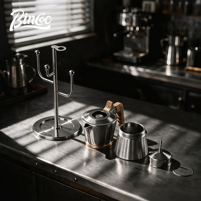 BINCOO Moka Pot Drying Rack 304 Stainless‑Steel Coffee Pot Storage Holder Special Coffee Organizer Rack