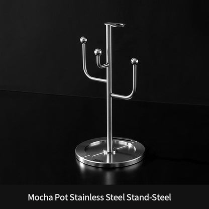BINCOO Moka Pot Drying Rack 304 Stainless‑Steel Coffee Pot Storage Holder Special Coffee Organizer Rack