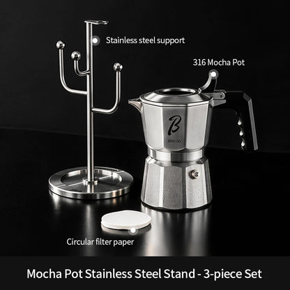 BINCOO Moka Pot Drying Rack 304 Stainless‑Steel Coffee Pot Storage Holder Special Coffee Organizer Rack