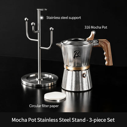BINCOO Moka Pot Drying Rack 304 Stainless‑Steel Coffee Pot Storage Holder Special Coffee Organizer Rack