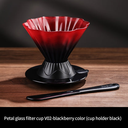 BINCOO Petal‑Shaped Glass Smart Dripper V02 Vertical Stripe Coffee Filter Cup Pour‑Over Coffee Brewing Tool