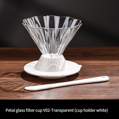 BINCOO Petal‑Shaped Glass Smart Dripper V02 Vertical Stripe Coffee Filter Cup Pour‑Over Coffee Brewing Tool