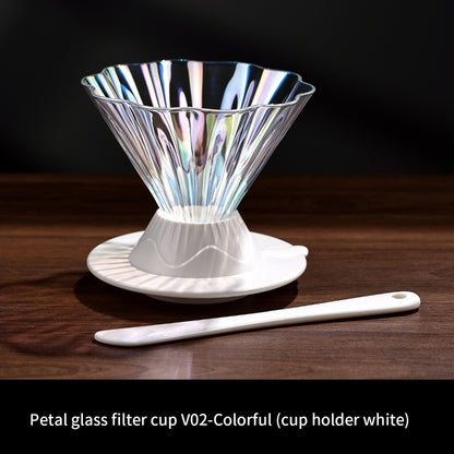 BINCOO Petal‑Shaped Glass Smart Dripper V02 Vertical Stripe Coffee Filter Cup Pour‑Over Coffee Brewing Tool
