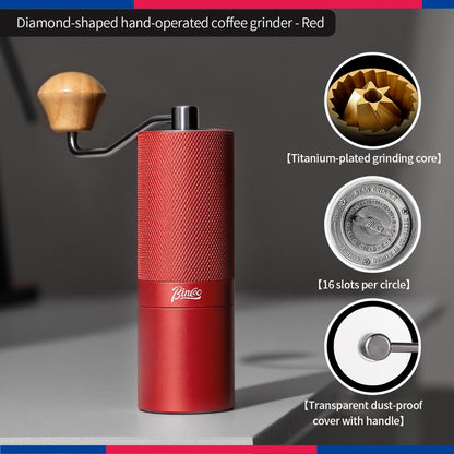 BINCOO Hand Coffee Grinder, Titanium‑Plated Burr Manual Coffee Grinder, Espresso Manual Coffee Maker
