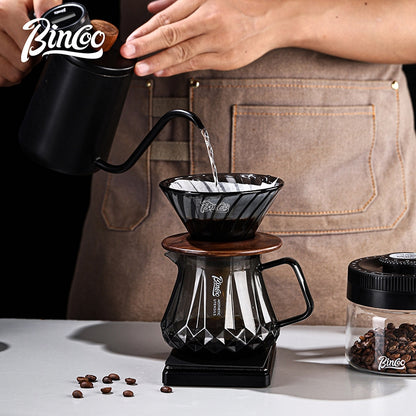 BINCOO Glass Pour‑Over Coffee Set, Home V60 Filter Dripper, Complete Coffee Kit with Sharing Pot
