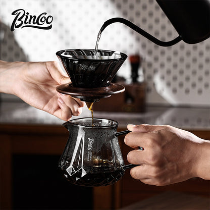 BINCOO Glass Pour‑Over Coffee Set, Household V60 Dripper, Coffee Server with Manual Coffee Grinder, Complete Brewing Kit