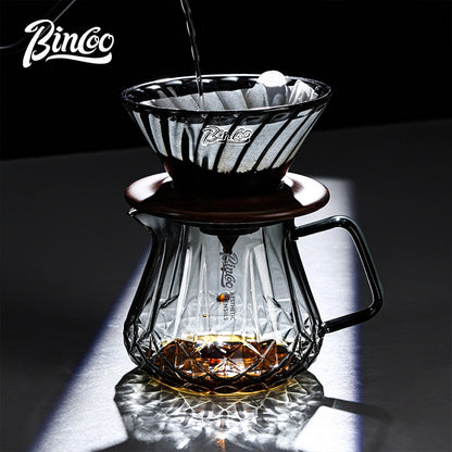 BINCOO Glass Pour‑Over Coffee Set, Household V60 Dripper, Coffee Server with Manual Coffee Grinder, Complete Brewing Kit