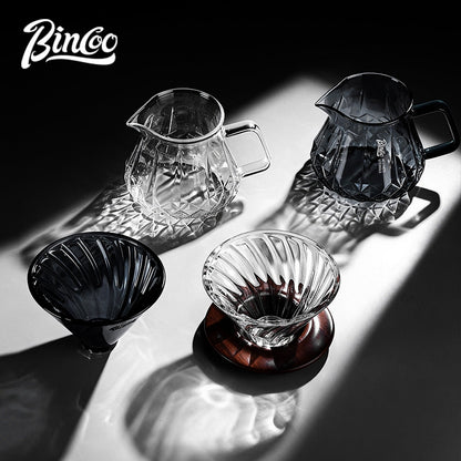 BINCOO Glass Pour‑Over Coffee Set, Home V60 Filter Dripper, Complete Coffee Kit with Sharing Pot