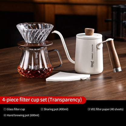 BINCOO Glass Pour‑Over Coffee Set, Household V60 Dripper, Coffee Server with Manual Coffee Grinder, Complete Brewing Kit